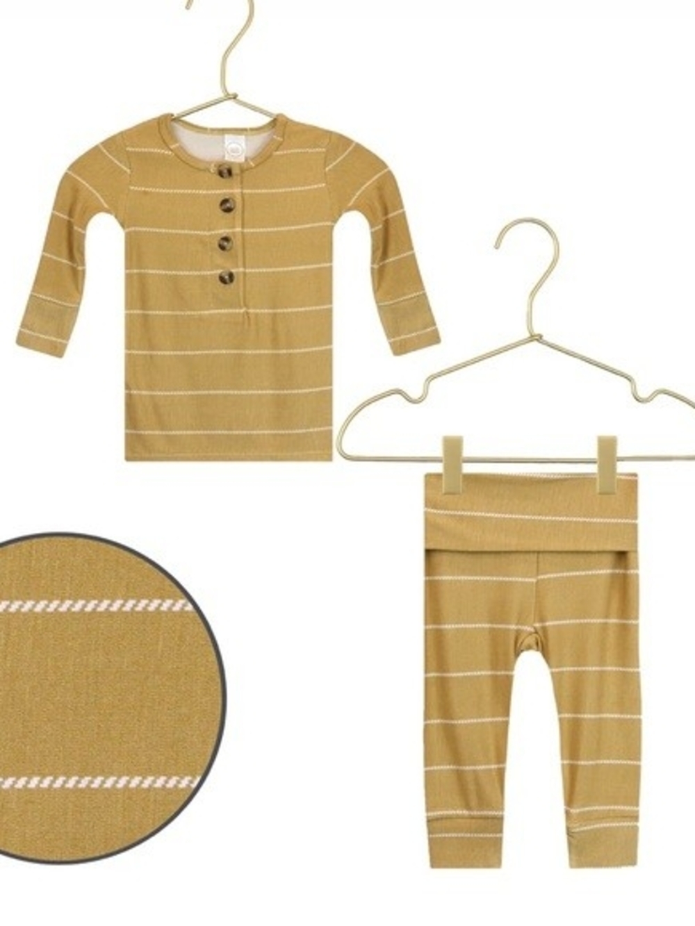 Lou Lou & Company Mustard Stripe Henley Pajama Set